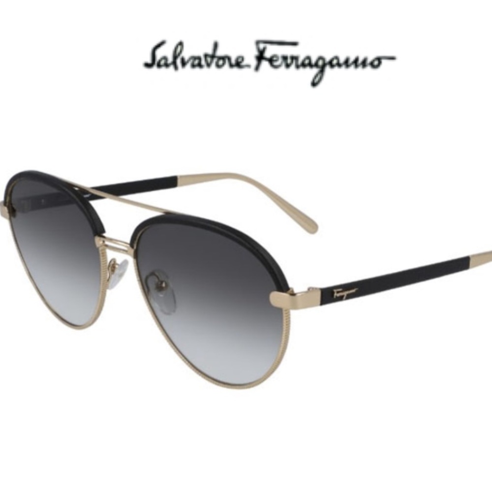 SALVATORE FERRAGAMO SF 229SL 786 Gold & Black Leather Sunglasses